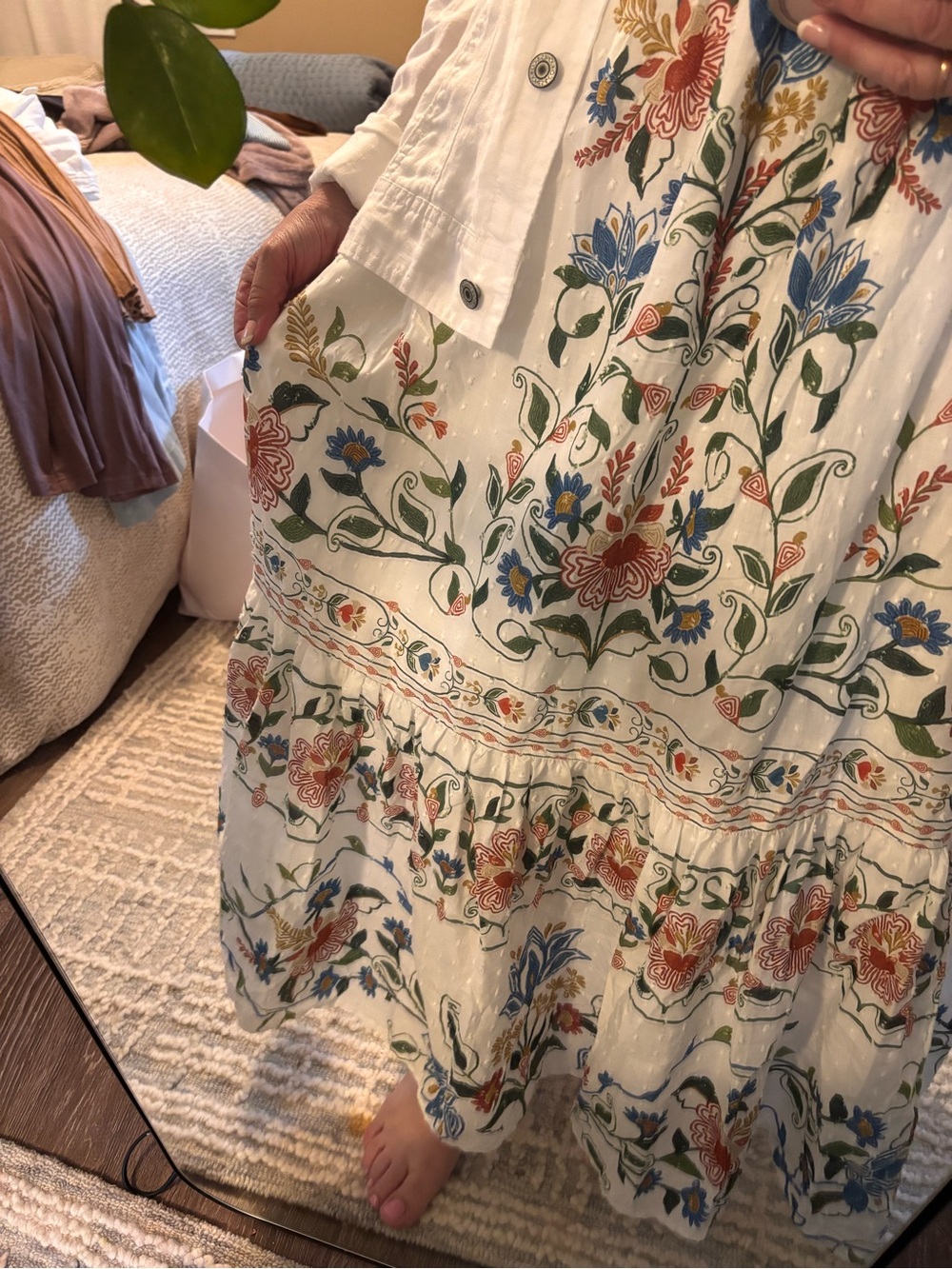 Women's NEW FARM Rio  Stitched Garden Print Tie Shoulder Dress sz XS - Picture 5 of 5